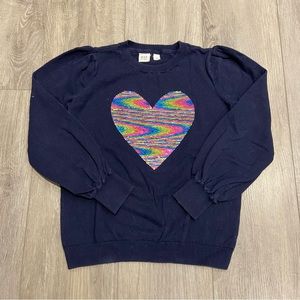 GAP Kids Flippable Sequin Heart Sweater - Kid Size M